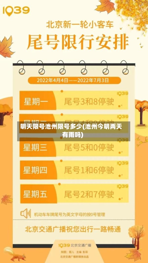 明天限号池州限号多少(池州今明两天有雨吗)
