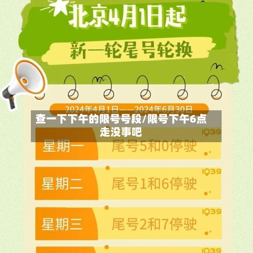 查一下下午的限号号段/限号下午6点走没事吧
