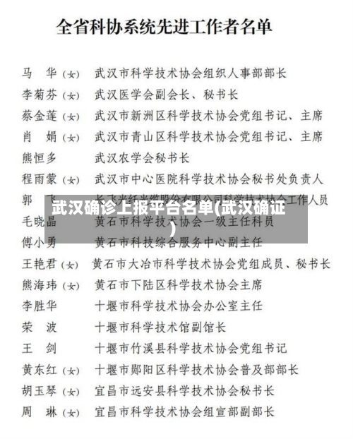 武汉确诊上报平台名单(武汉确证)