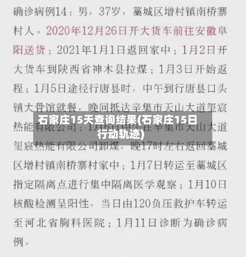 石家庄15天查询结果(石家庄15日行动轨迹)