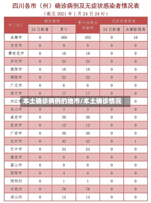 本土确诊病例的地市/本土确诊情况