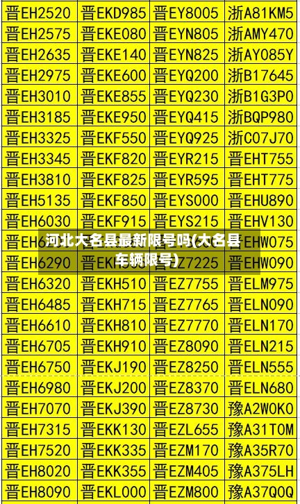 河北大名县最新限号吗(大名县车辆限号)