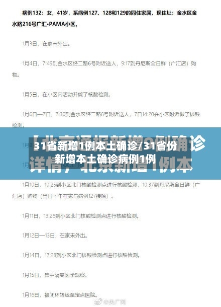 31省新增1例本土确诊/31省份新增本土确诊病例1例