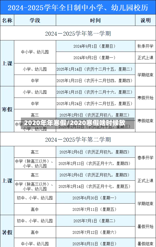 2020年年寒假/2020寒假啥时候放