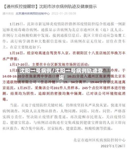 沈阳一号病例/沈阳一号病例轨迹查询