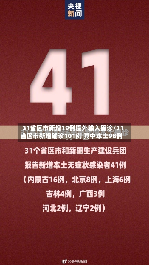 31省区市新增19例境外输入确诊/31省区市新增确诊101例 其中本土98例