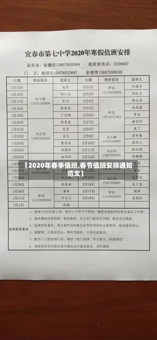 【2020年春季值班,春节值班安排通知范文】