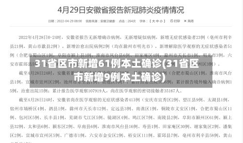 31省区市新增61例本土确诊(31省区市新增9例本土确诊)