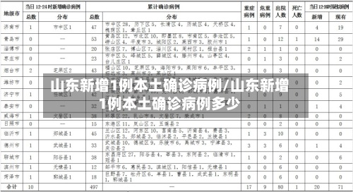 山东新增1例本土确诊病例/山东新增1例本土确诊病例多少
