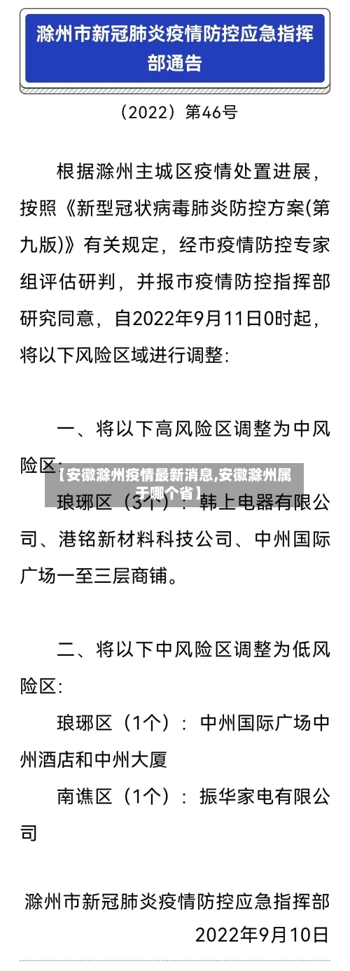 【安徽滁州疫情最新消息,安徽滁州属于哪个省】