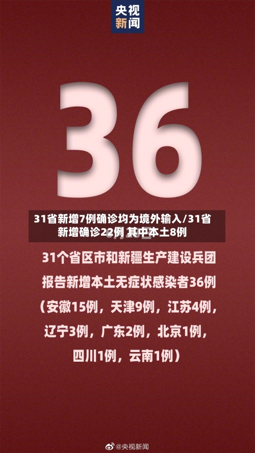 31省新增7例确诊均为境外输入/31省新增确诊22例 其中本土8例