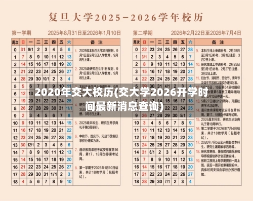 2020年交大校历(交大学2026开学时间最新消息查询)