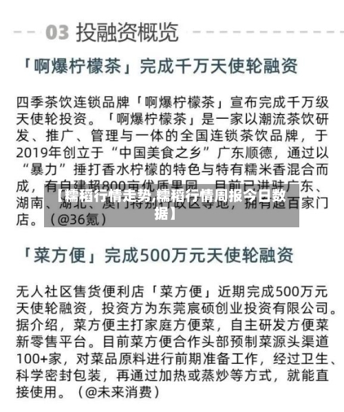 【糯稻行情走势,糯稻行情周报今日数据】
