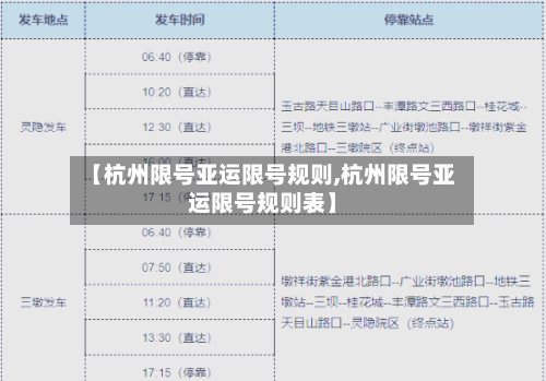 【杭州限号亚运限号规则,杭州限号亚运限号规则表】