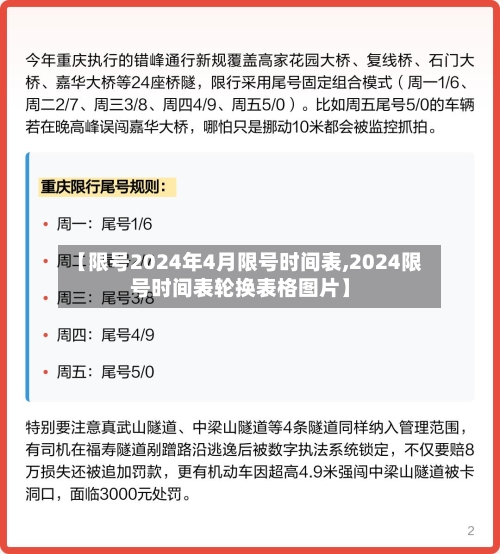 【限号2024年4月限号时间表,2024限号时间表轮换表格图片】
