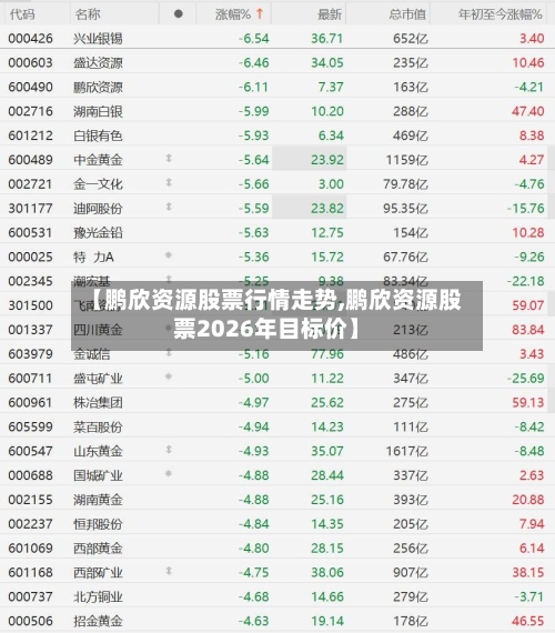 【鹏欣资源股票行情走势,鹏欣资源股票2026年目标价】
